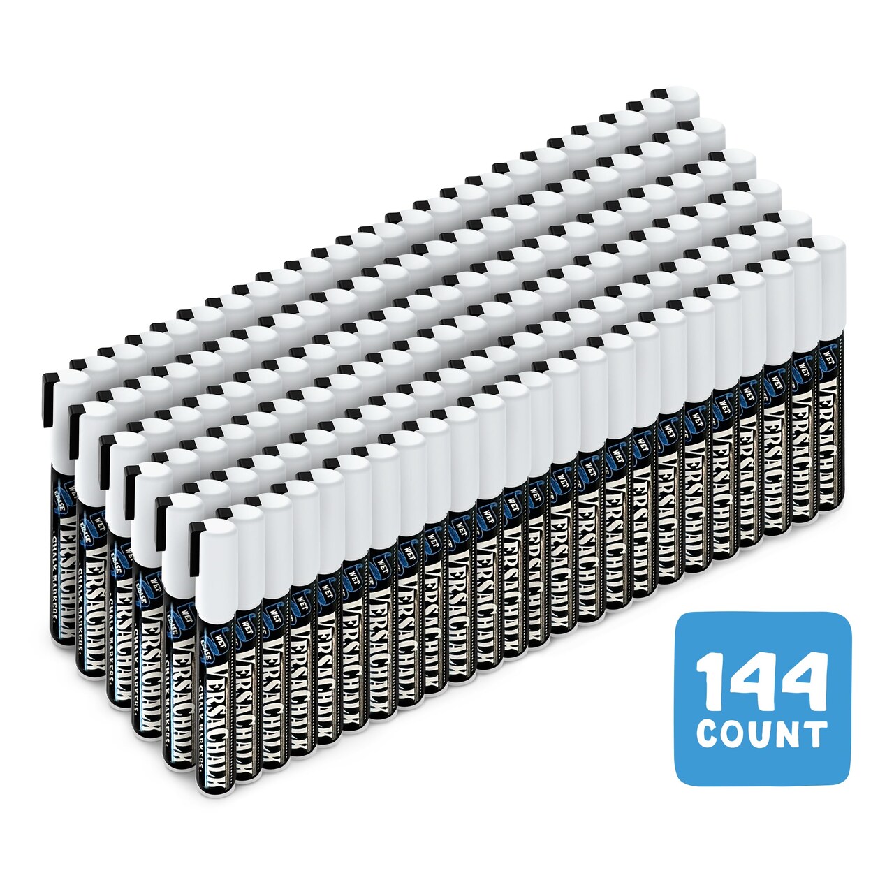 VersaChalk Bulk 144-Count White Chalk Markers, Bold Tip (5mm)